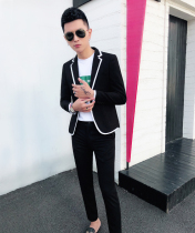 Spring mens suit suit two-piece youth Korean hair stylist coat mens casual slim suit