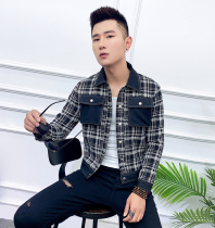 2021 Spring Korean Plaid Short Jacket Mens Casual Joker Top Slim Thin Jacket Handsome Trend