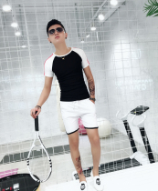 2021 summer new mens slim fashion shorts short sleeve t-shirt two-piece Korean casual sports suit tide