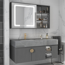 Light luxury smart bathroom cabinet combination rock board basin simple toilet wash table hand wash basin bathroom cabinet