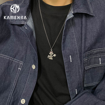 Carmen original retro design Angel and demon pendant Titanium steel jewelry Hip-hop couple tide necklace men and women