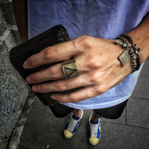 CARMEN European and American street trend brand hip-hop ring mens single index finger tail ring triangle geometric wide ring