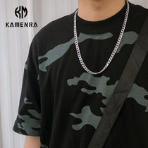 Carmen tide brand ins net red titanium steel chain personality Cuban chain fashion all-match cold wind mens and womens necklace jewelry