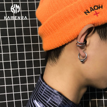 Korean trendy brand no pierced ears simple ring ear clip titanium steel hip hop ear bone clip men and women couple earrings earrings