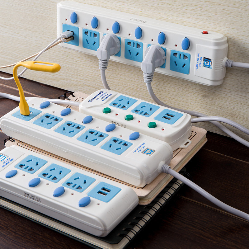 儿童防触电2usb多功智能插排接线板独立开关排插拖线板插座插线板