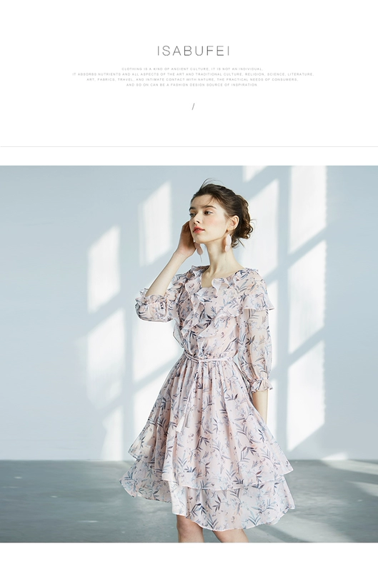 Yin Duo Floral Voan First Love Dress Váy cổ điển Mùa xuân và mùa thu Phụ nữ nhỏ tươi Cô gái A-line Nhẹ nhàng Váy siêu cổ tích - váy đầm