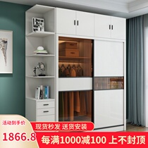 Modern simple sliding door wardrobe Nordic assembly household bedroom sliding cabinet Economical sliding door large wardrobe