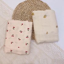 ins spring summer newborns bamboo cotton yarn cloth towels bath towels baby swaddle double layer yarn cherry pattern cover blanket universal