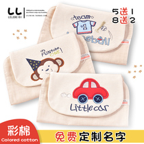Cotton baby sweatshirt kindergarten embroidered name baby pad backscarf gauze sweat towel 4 layers colored cotton organic 6 layers