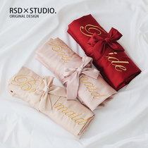 Customized embroidery premium wedding robe bridesmaid group sling morning robe female bride summer wedding slippers gift box