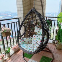 Double hanging basket rattan chair balcony hanging chair home indoor swing net red birds nest chair hanging orchid chair lazy cradle chair