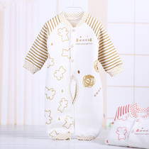 Baby Conjoined Clots Newborn Three Floors Warm Climbing Clothes Autumn Winter Baby Thickened Winter Clothing Pure Cotton Khaclothes Pure Cotton Spring Dress