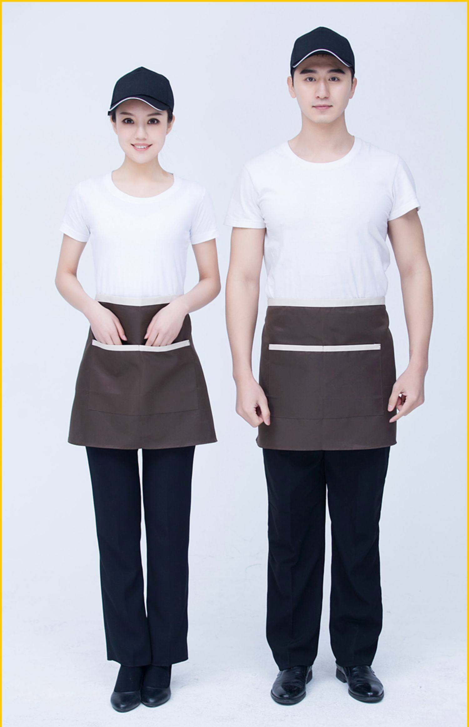 半身短款小围裙定制酒店饭店咖啡厅服务员男女厨房半截围腰工作服