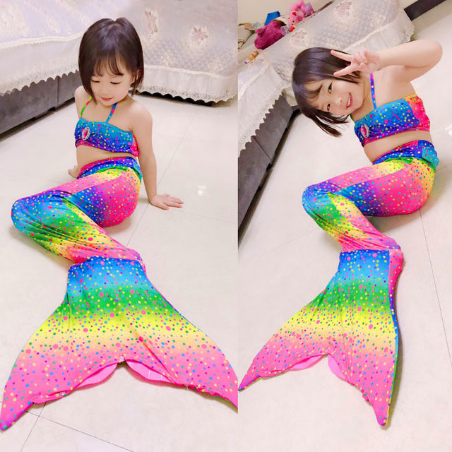 Mermaid Swimsuit 2023 Xia Xin ເດັກຍິງກາງແລະຂະຫນາດໃຫຍ່ເດັກນ້ອຍ Princess Split Girls Summer Swimsuit Mermaid Baby Tail