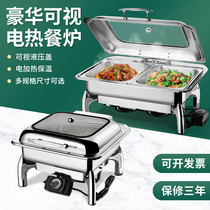 Thickened stainless steel hydraulic food stove electric heating hotel tableware perspective flip-through flip-through breakfast insulation stove Buffy stove