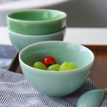 Green porcelain tableware home bowls 5-inch large number eating bowls noodles bowls ceramic Longquan kilns 2022 new dessert bowls well