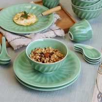 World Dragon Springs Cutlery Green Porcelain Home Hotel Pendulum Table Bowl Trays Disc 5-inch rice bowls Ceramic Dishes Dish
