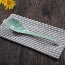 Bowl Jiangqing Porcelain Large Soup Spoon Soup Spoon Cooking Spoon Shovel Ceramic Rice Spoon Glazed Series Long Handle Spoon Hotel Home