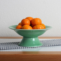 Longquan celadon high foot fruit plate ceramic supply plate Buddhist fruit plate dried fruit plate decoration creative tableware fruit bowl living room