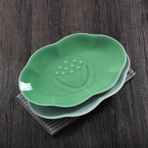 Green porcelain ceramic dish dishes for everyone with rectangular fish dishes Steamed Fish Pan Baked Fish Pan Microwave Hotel Cutlery
