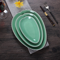 Green China Blue Porcelain Dish Tray dish Dish Tray Ceramic Snack Pan Water Fruit Tray Hotel Swing Table Creative Dish Sushi Western Dining
