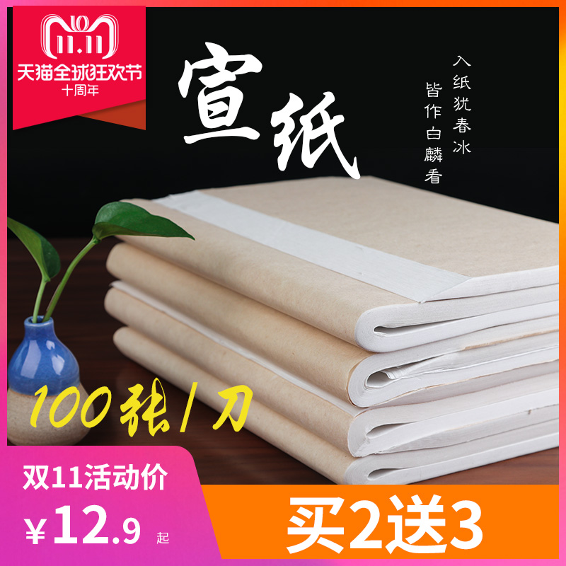 熟宣纸批发100张书法专用纸作品纸国画工笔画初学者专用生宣纸熟宣纸
