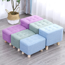 Fabric small stool Household shoe stool Living room Nordic lazy creative sofa stool footstool Solid wood small bench Low bench