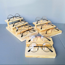 Solid wood glasses display stand Ladder glasses shop display props sell glasses wooden multi-layer display display stand