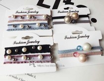 Korean version of simple pearl Hairband head rope headgear tie hair does not hurt hair hair rope forest hair accessories