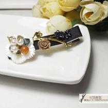 Korean headwear hair jewelry high-end temperament hairclip natural shell crystal beaded side clip banging clip