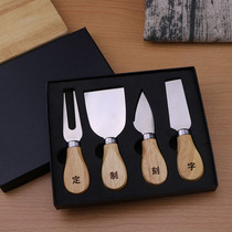 Cheese knife wooden handle mini cutlery steak knife and fork set home creative custom butter knife jam small gift