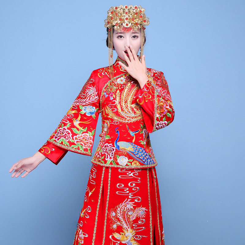 【御恋裳服饰旗舰店】2016秋冬新款秀禾服新娘旗袍敬酒服礼服结婚古装