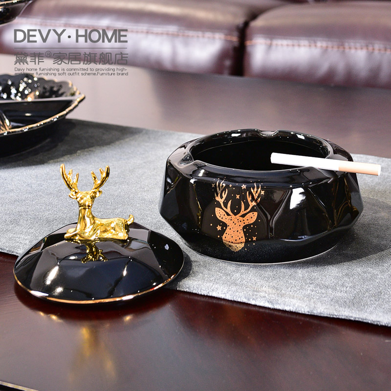 Light European - style key-2 luxury creative ceramics with cover an ashtray move sitting room to receive box jewelry box office decoration furnishing articles