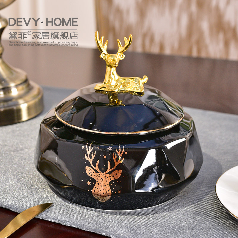 Light European - style key-2 luxury creative ceramics with cover an ashtray move sitting room to receive box jewelry box office decoration furnishing articles