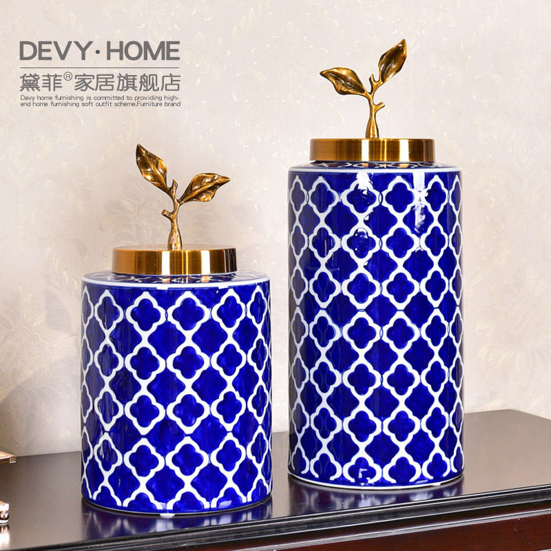 New Chinese style classic blue and white porcelain vase wine porch soft adornment fake flower simulation flower flower, living room decoration