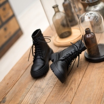 Seven steps in the forest show feet small flat-bottomed real cowskin Martin boots womens 2020 autumn new British stretch booties year