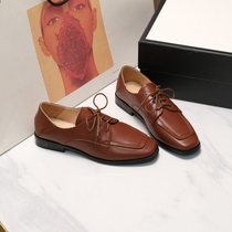 Seven step forest retro cowhide sheepskin cushion lace up small leather shoes British square head single shoes women 2021 spring strict