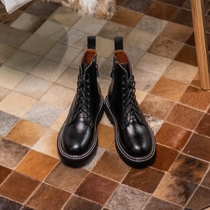 Seven step forest leather thick bottom small man Black flat bottom 86 hole Martin boots female 2020 autumn and winter New Year
