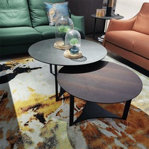Extraordinary Morandi coffee table side table corner table marble small apartment coffee table round home iron combination Nordic