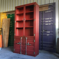 Container bookcase wrought iron old industrial wind cabinet locker locker retro display cabinet storage cabinet vertical cabinet