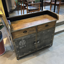 Retro wrought iron sideboard restaurant hotel dining cabinet tea cabinet bar industrial style cabinet table storage storage cabinet