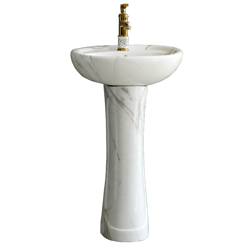 Ceramic washing basin vertical balcony sink basin of northern European toilet marble columns household contracted small landing