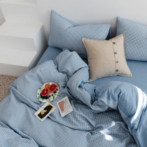 Light extravagant minimalist A Huffag B knitted cotton four pieces of full cotton hotel Wind pure cotton linen bed Hat Bed