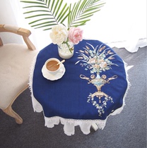 Style palace square Decorative Terrace Fabric type cotton linen embroidered dust-proof cover towels Lace Side Geb