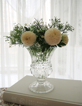 Clearance European export home retro relief crystal glass tall foot vase flower wares Qingcheng home textile