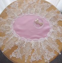Retro French style lace cloth art anti-dust cover towel oval dining mat cloth light bean sand color lace meme