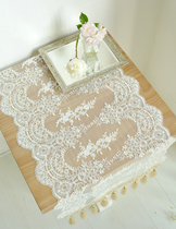 Imported French vintage high-end white lace table flag bedside table towel dressing table decorative small table mat C- 03