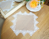 Imported white flower embroidery lace square decorative coaster exquisite placemats small square mat Qingcheng home textile A- 15