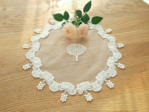 White tassel side lace scratch-resistant mat decorative lamp vase mat round small table mat table flag A- 03