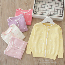 Girls cardigan sweater 2020 autumn new childrens clothing baby all-match childrens knitted sweater Korean version of the middle and small childrens jacket